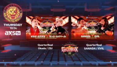 NJPW on AXS Tv Thurs 10pmE. G1 Climax 33 matches. Okada Vs ZSJ, SANADA Vs EVIL