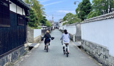 Cycling through the old streets of Hagi, Yamaguchi.