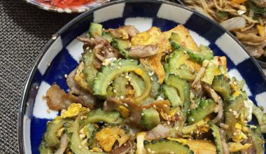 Goya stir fry and yakisoba with homemade chashu