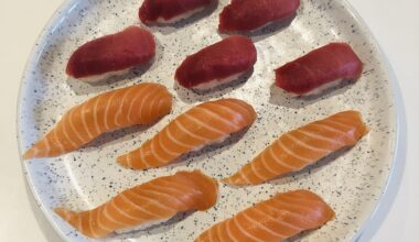 Tuna and salmon sushi