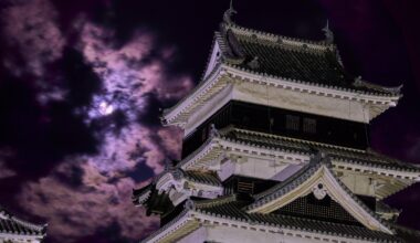 Matsumoto Castle on a cloudy night