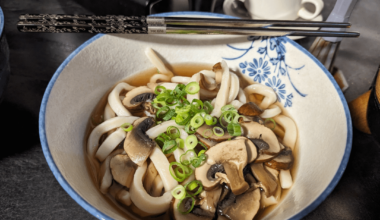 Kake Udon with some sliced portobello mushrooms