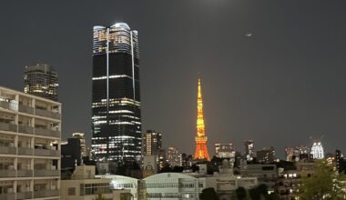 Roppongi Hills tonight with a full moon