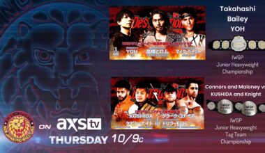 NJPW on AXS TV Thurs 10/9c IWGP Jr and Jr tag titles on line