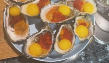 Oysters with Uni, Roe and Quail Egg