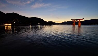 Evening at Grand Torii gate on miyajima islend