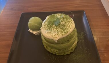 Matcha soufflé pancakes from 512 Cafe