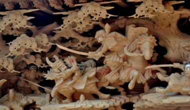 Festival Float Carving depicting Clash of Samurai Warlords - Himeji