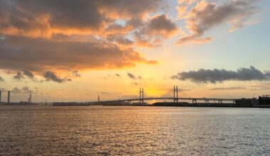 Yokohama Bay Bridge 横浜ベイブリッジ at dawn (photo taken on Aug 10, 2023)