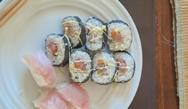 My first attempt at a yellowtail platter for lunch