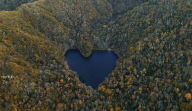 Lake Toyoni. A heart-shaped lake in Erimo, Hokkaido