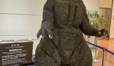 Godzilla 1995 original costume on display at Haneda Airport Terminal 2.