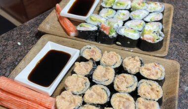 Homemade sushi every Friday at our house.