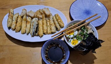 Tempura zucchini and miso soup