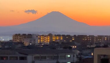 Mount Fuji sunset picture viewed from Kamakura