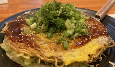 Hiroshima style okinomiyaki from Chinchikurin in Little Tokyo, Los Angeles