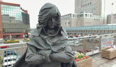 Space Pirate Captain Harlock statue, Kokura station, Kitakyushu. [OC]