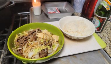 My mom was going to make sukiyaki, but wasn't feeling well so she asked me to make it. She said it tasted like hers. Win!