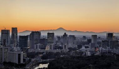 Sunset in Tokyo tonight with Mt. Fuji