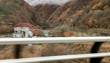 Snow on the hills in Takayama