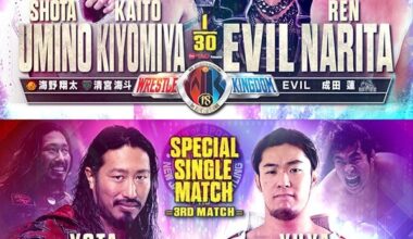 Kaito Kiyomiya/Shota Umino vs EVIL/Ren Narita and Yota Tsuji vs Yuya Uemura announced for Wrestle Kingdom 18