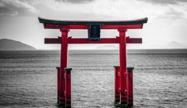 Picture of a floating Torii at Lake Biwa, Shiga