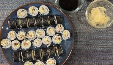 Homemade eel sushi