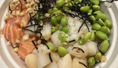 Salmon and scallop Poke Bowl