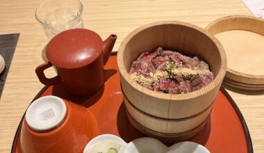 Wagyu nikumabushi and sushi from Ushimitsu in Asakusa