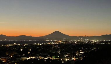 Mt. Fuji at nightfall over Shonan.