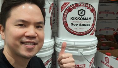 5 Gal Buckets of Kikkoman Soy Sauce (most commonly served in sushiyas)