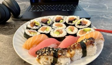 Sushi platter at home.