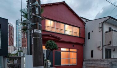 Renovated 50 years old wooden house boasts bright red facade in central tokyo