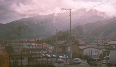 typical town scenery along the Nagano Electric Railway