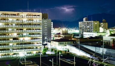 Shot tonight's lightning storm over Osaka from my apartment