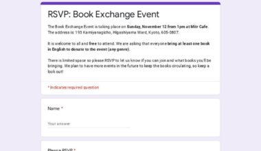 Book Exchange Event on12th Nov at Higashiyama