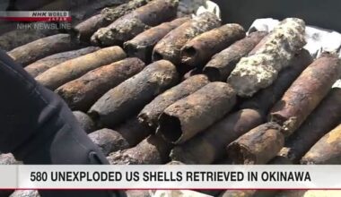 Nearly 600 unexploded shells retrieved from Okinawa uninhabited island