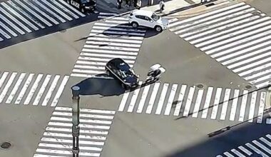 Motorcycle hits taxi at famed crossing in Tokyo’s Ginza