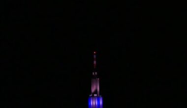 Moon over NTT building