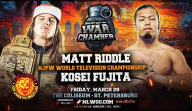 Matt Riddle will defend the NJPW World TV Title against Kosei Fujita at MLW War Chamber