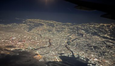 Tokyo at night from 30,000 feet.