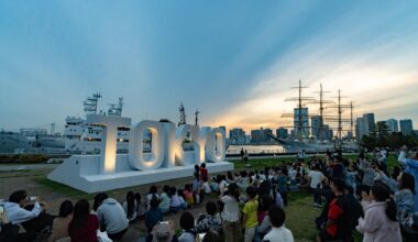 TOKYO Monument illuminated for the first time today at the former site of the Tokyo 2020 Olympic Village in Harumi, Tokyo