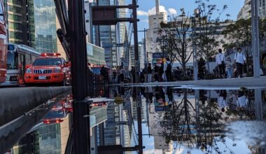 Captured in Nagoya today. I didn't get to the bottom of why this was going on but the puddle called to me.