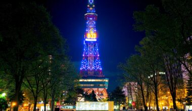 Sapporo TV Tower in a golden week night