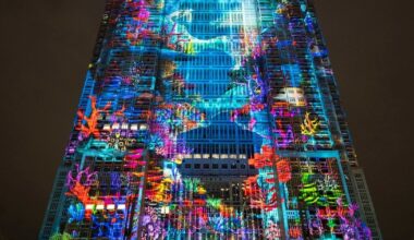 World’s largest projection mapping display by panasonic lights up tokyo with live animations