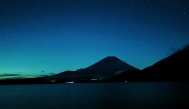 Night on the Motosuko admiring Fuji-san