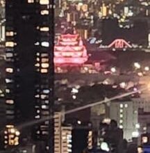 Osaka Castle is litup pink tonight!