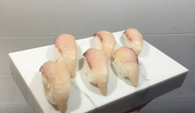 Made kombujime yellowtail nigiri today