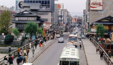 Streets of Kyoto in 1971. Slide collection of an American tourist