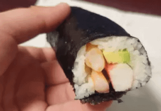 Behold the ultimate college dorm abomination, the microwave sushi burrito